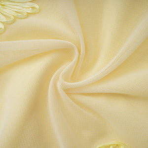 Aurohaya Théoline Yellow Floral Appliqué Corset Maxi Dress