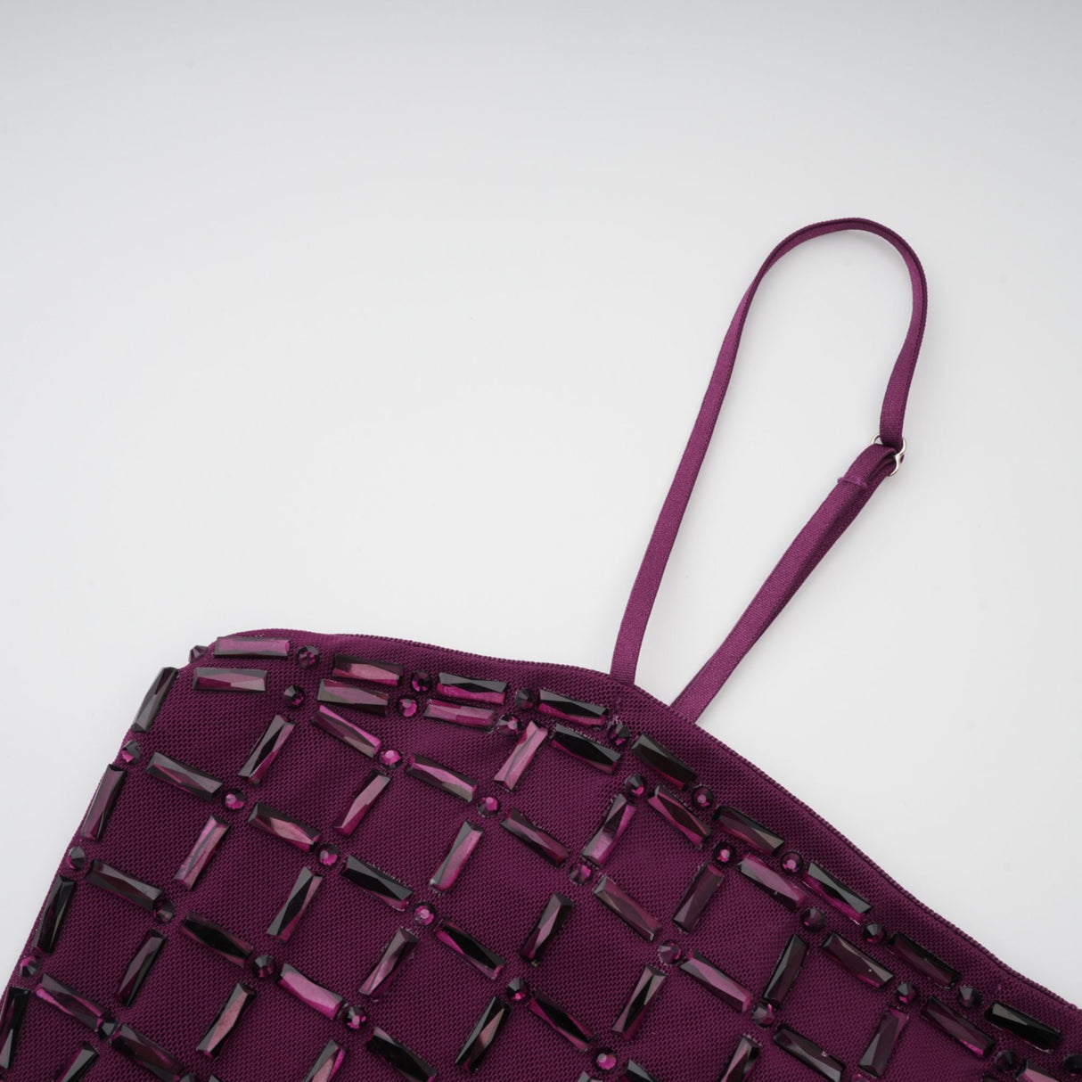 Aurohaya Térébenthine Purple Rhinestone Mesh Maxi Dress