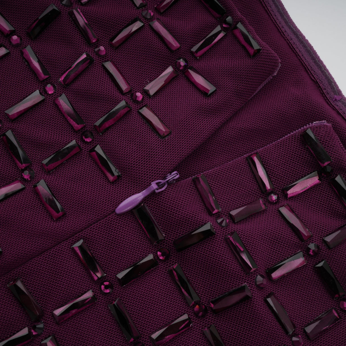Aurohaya Térébenthine Purple Rhinestone Mesh Maxi Dress