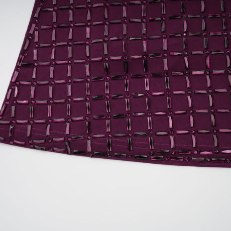 Aurohaya Térébenthine Purple Rhinestone Mesh Maxi Dress