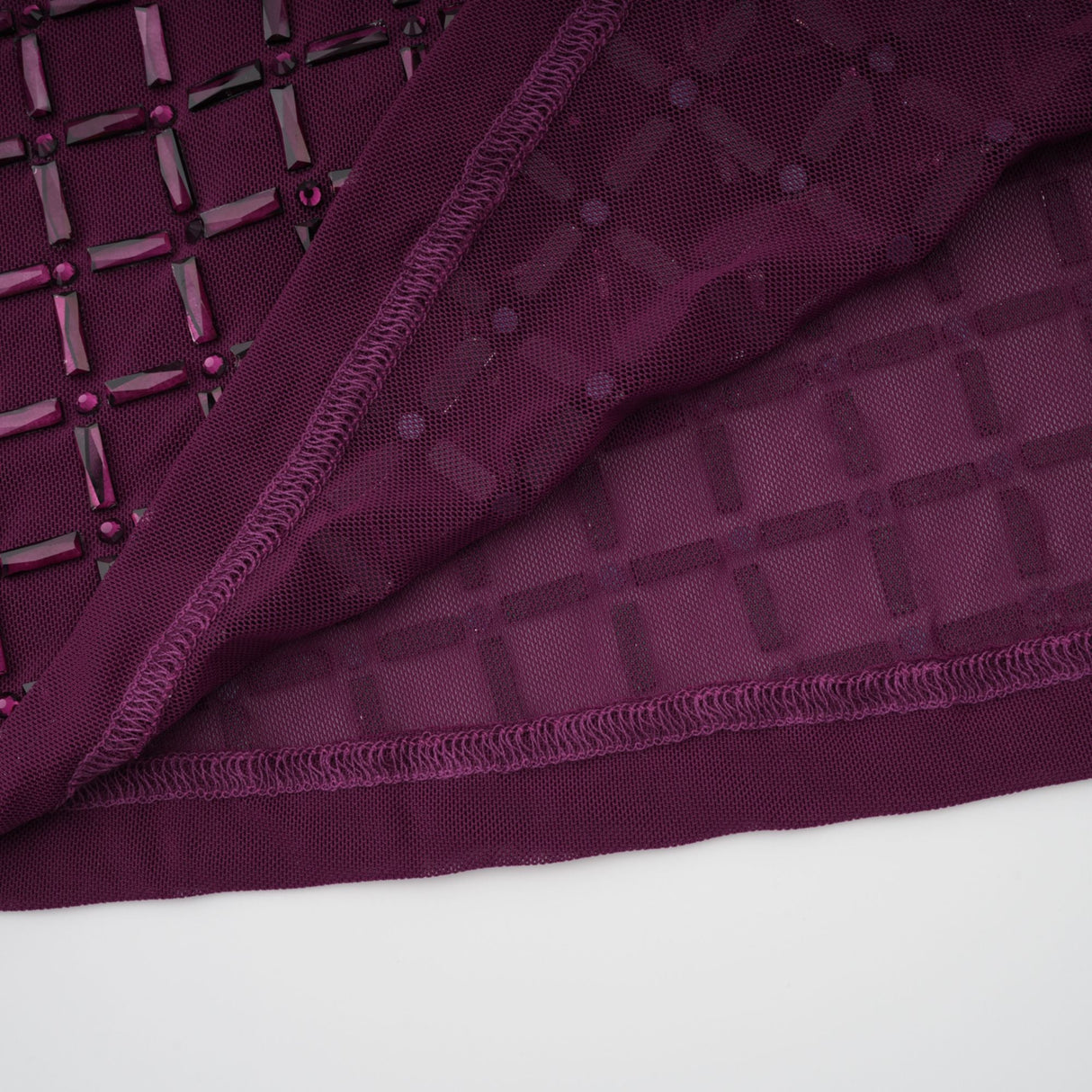 Aurohaya Térébenthine Purple Rhinestone Mesh Maxi Dress