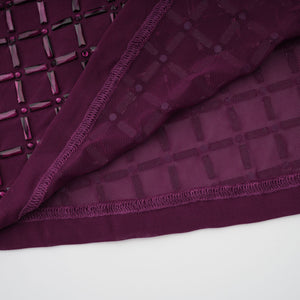 Aurohaya Térébenthine Purple Rhinestone Mesh Maxi Dress