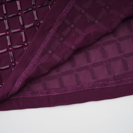 Aurohaya Térébenthine Purple Rhinestone Mesh Maxi Dress