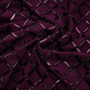 Aurohaya Térébenthine Purple Rhinestone Mesh Maxi Dress