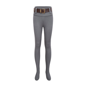 Aurohaya Claire Grey Ribbed Knit Bodysuit & Trousers Set