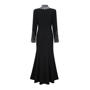 Aurohaya Oona Black Embellished Flared Maxi Gown