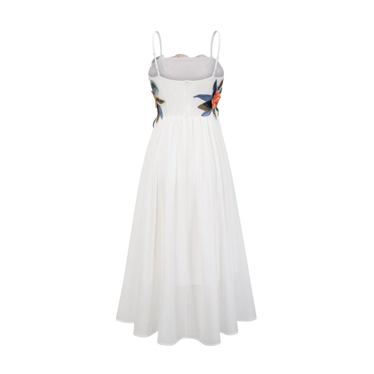 Aurohaya Josette floral-embroidered shirred maxi dress in White