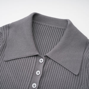Aurohaya Claire Grey Ribbed Knit Bodysuit & Trousers Set
