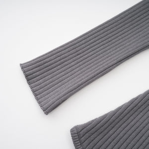 Aurohaya Claire Grey Ribbed Knit Bodysuit & Trousers Set