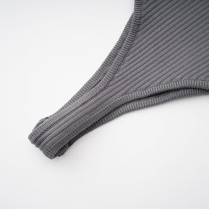 Aurohaya Claire Grey Ribbed Knit Bodysuit & Trousers Set