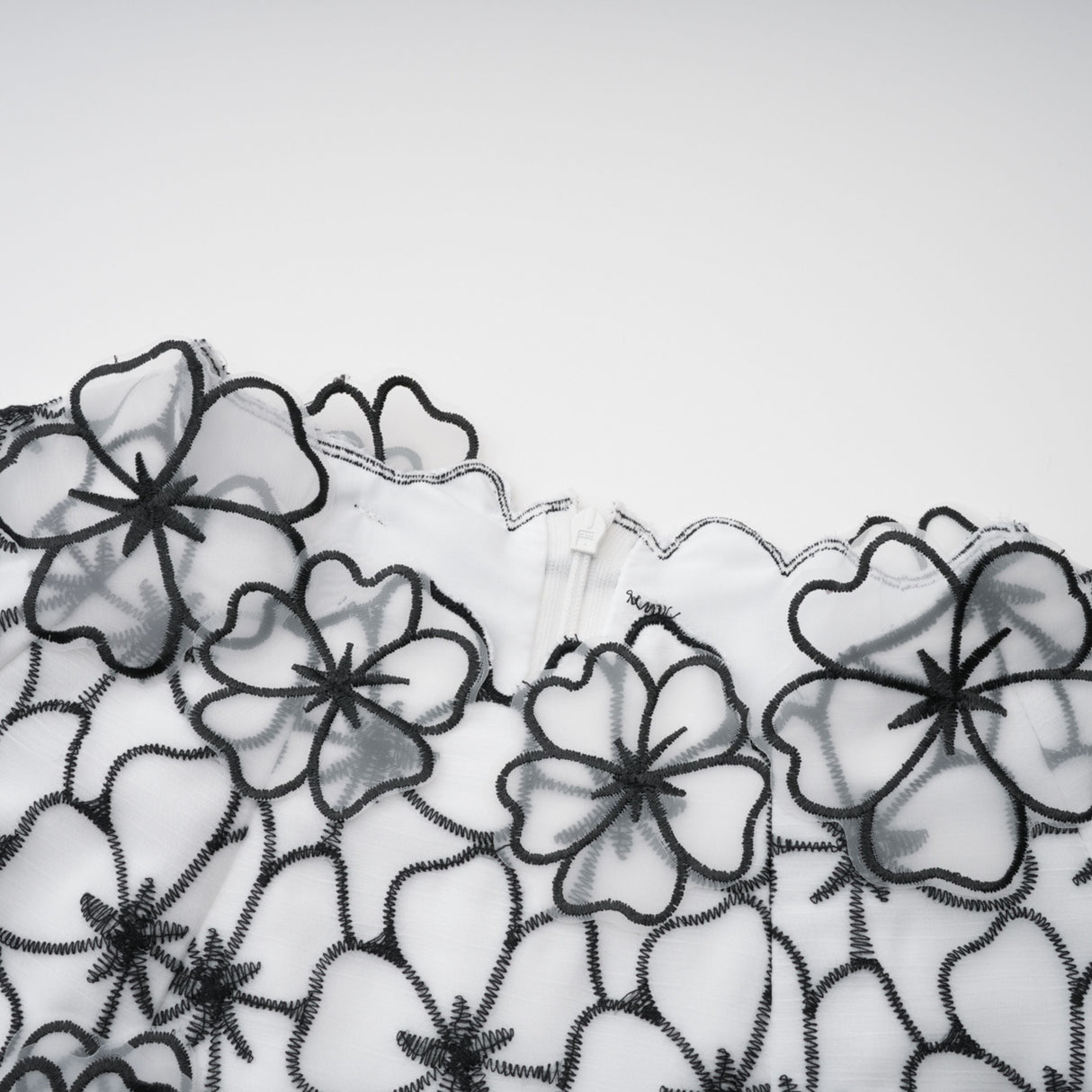 Aurohaya Yaelle White Floral Appliqué Tulle Midi Dress