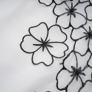Aurohaya Yaelle White Floral Appliqué Tulle Midi Dress