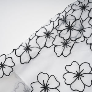 Aurohaya Yaelle White Floral Appliqué Tulle Midi Dress