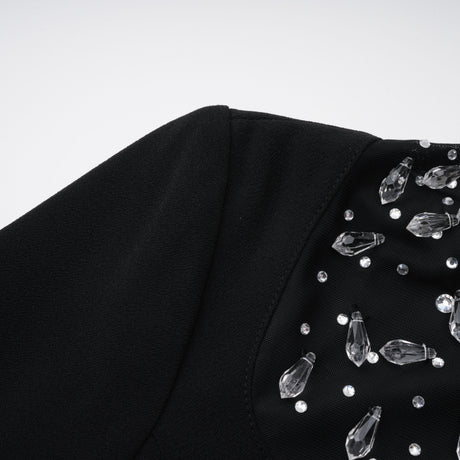 Aurohaya Oona Black Embellished Flared Maxi Gown