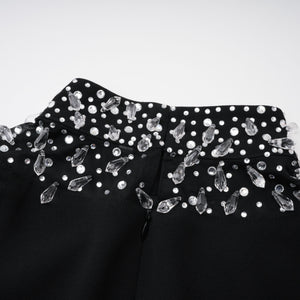 Aurohaya Oona Black Embellished Flared Maxi Gown