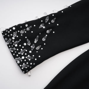 Aurohaya Oona Black Embellished Flared Maxi Gown