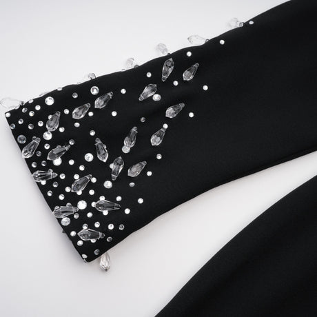 Aurohaya Oona Black Embellished Flared Maxi Gown