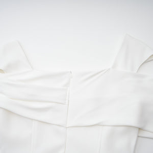 Aurohaya Solara White Draped Midi Dress