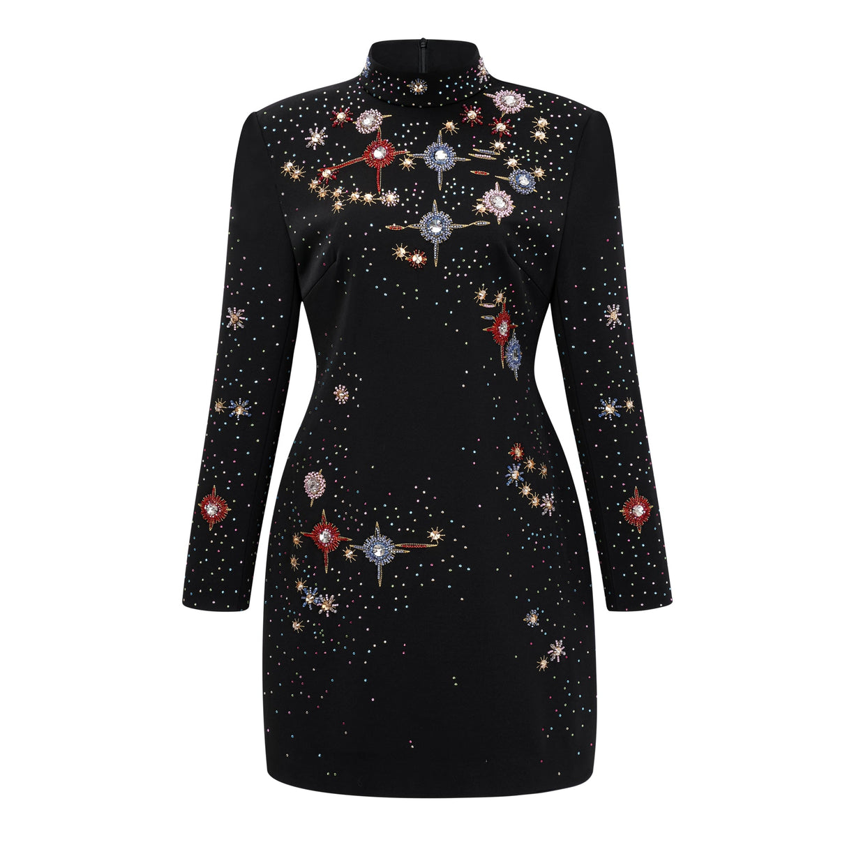 Aurohaya Rosaria Black Embellished Constellation Mini Dress