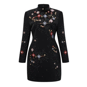 Aurohaya Rosaria Black Embellished Constellation Mini Dress