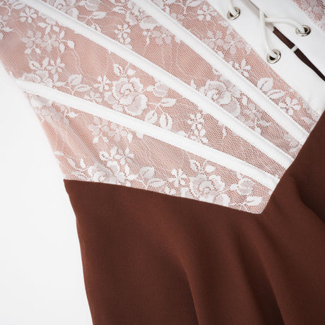 Aurohaya Jacinthe Brown Lace Up Bustier Mini Dress