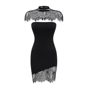 Aurohaya Alvaro Black Lace Shawl & Dress Set