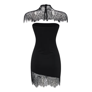 Aurohaya Alvaro Black Lace Shawl & Dress Set