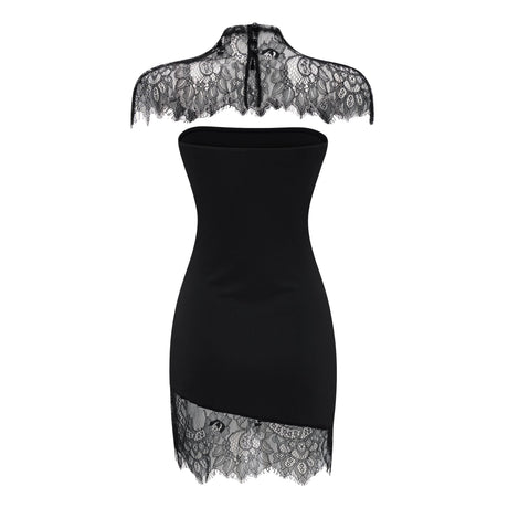 Aurohaya Alvaro Black Lace Shawl & Dress Set