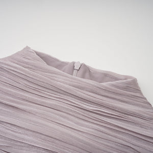 Aurohaya Nerida Silver Turtleneck Ruched Maxi Dress
