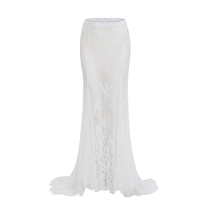 Aurohaya Margherita White Floral Lace Dress & Skirt Set