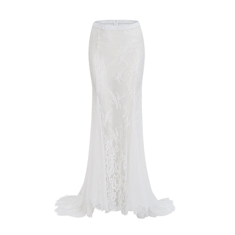 Aurohaya Margherita White Floral Lace Dress & Skirt Set