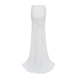 Aurohaya Margherita White Floral Lace Dress & Skirt Set