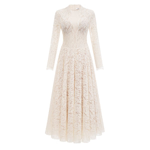 Aurohaya Oliana Ivory Lace Maxi Gown