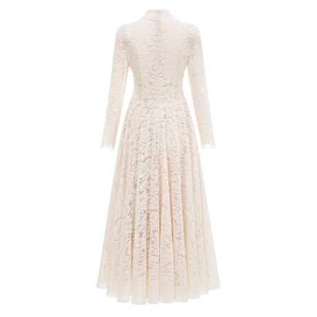 Aurohaya Oliana Ivory Lace Maxi Gown