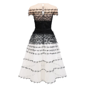 Aurohaya Eléonore Color Block Tulle Midi Dress