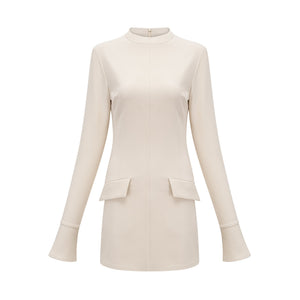 Aurohaya Chloé cream-white fitted mini dress