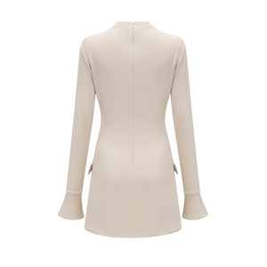 Aurohaya Chloé cream-white fitted mini dress