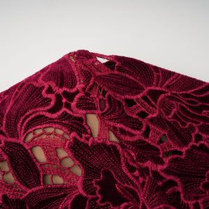 Aurohaya Hafdis Red Floral Embroidered Midi Dress