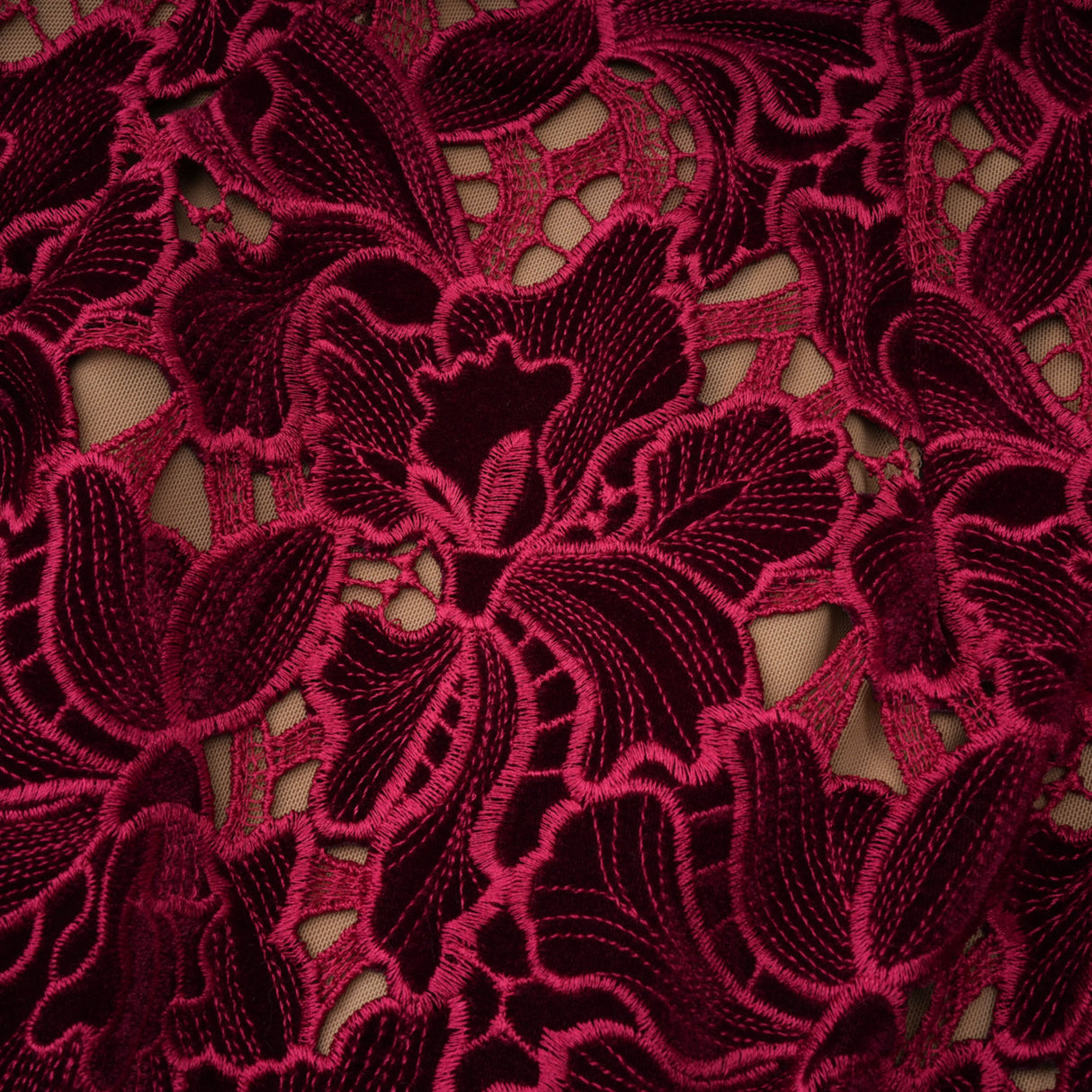 Aurohaya Hafdis Red Floral Embroidered Midi Dress