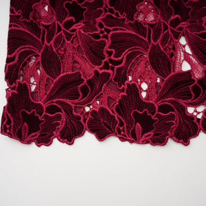 Aurohaya Hafdis Red Floral Embroidered Midi Dress