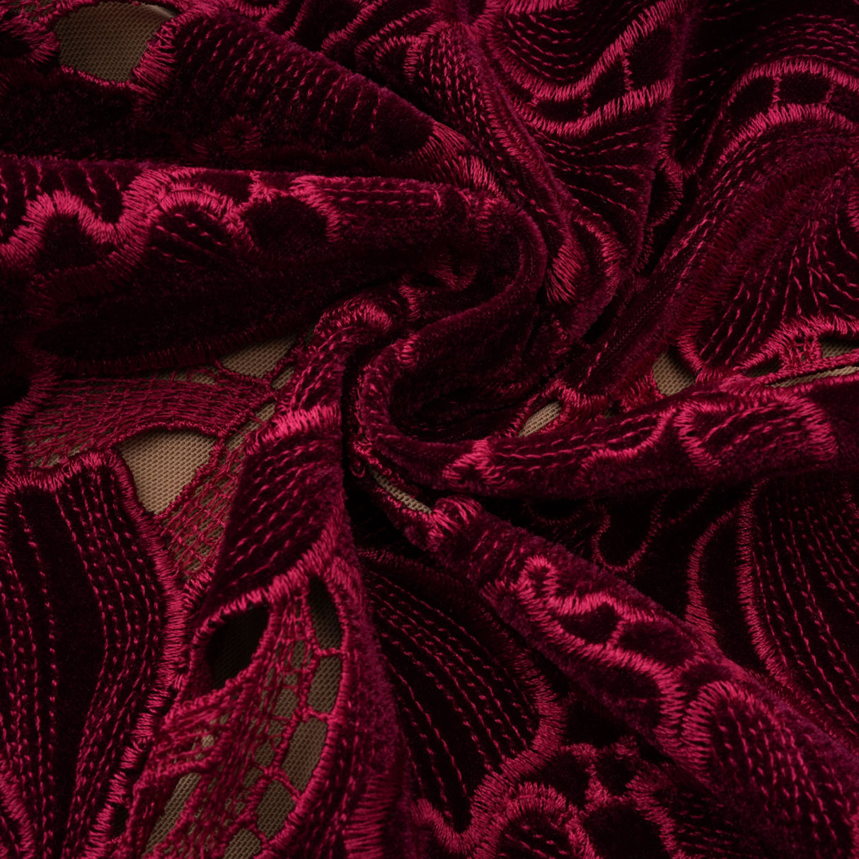 Aurohaya Hafdis Red Floral Embroidered Midi Dress