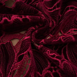 Aurohaya Hafdis Red Floral Embroidered Midi Dress