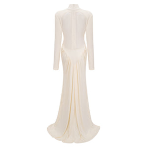Aurohaya Harriet White Cut Out Ruched Maxi Dress