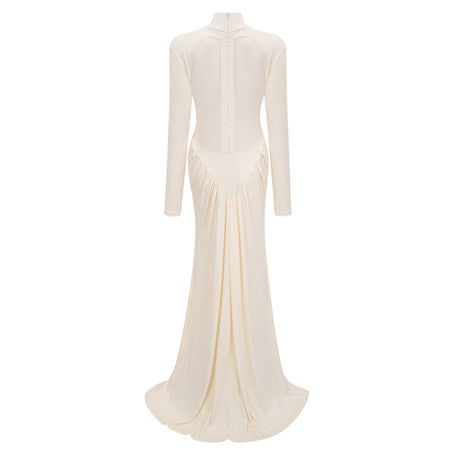 Aurohaya Harriet White Cut Out Ruched Maxi Dress