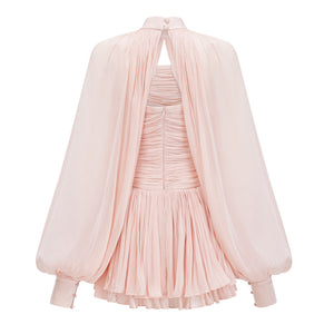 Aurohaya Bernice Pink Glossy Cape & Dress Set