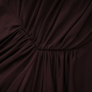 Aurohaya Honoria Chocolate Brown Off Shoulder Maxi Dress