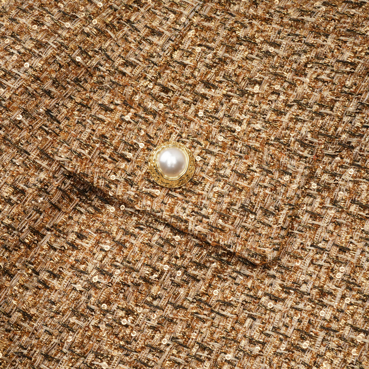 Aurohaya Arna Gold Round Neck Tweed Mini Dress