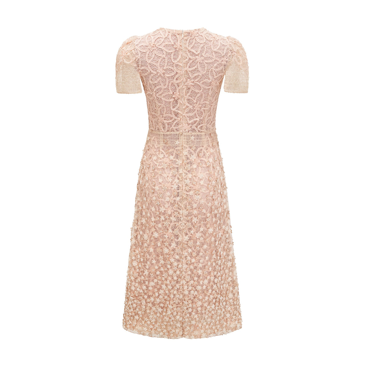 Aurohaya Bérengère Neutrals Faux-flower Crochet Midi Dress