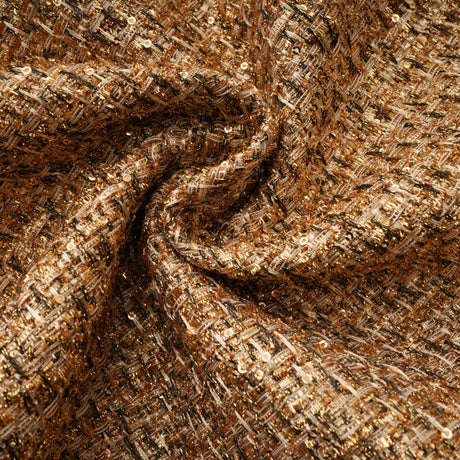 Aurohaya Arna Gold Round Neck Tweed Mini Dress