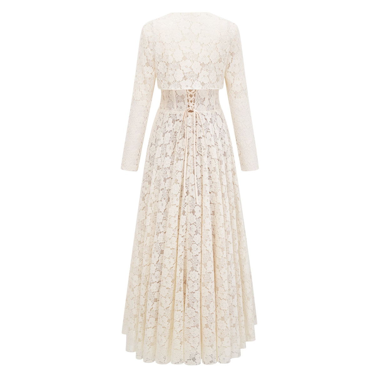 Aurohaya Celina White Lace Corset Maxi Dress